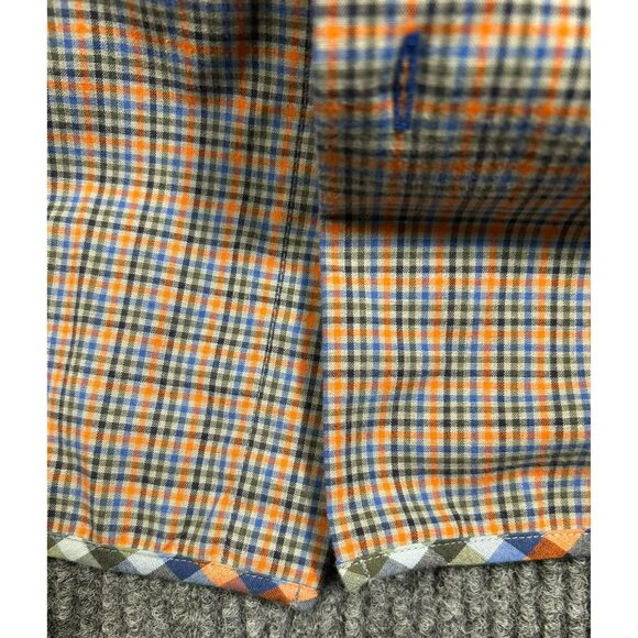 Hammer Made Mens Orange & Blue Plaid Button-Up Shirt Size 16/41 Tailored Fit - Picture 6 of 6